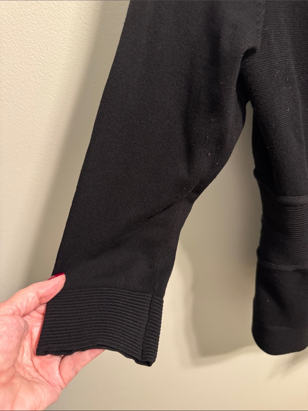 White House Black Market Black Open-Front Ribbed Trim Cardigan - Picture 4 of 7